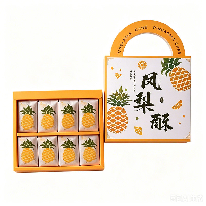 2025凤梨酥包装盒8粒装手工烘焙糕点机封袋手提伴手礼品手提盒子
