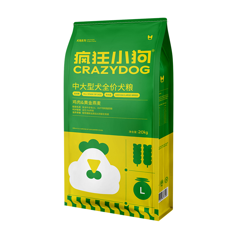 疯狂小狗鸡肉燕麦狗粮40斤装中大型犬金毛拉布拉多萨摩耶幼犬成犬