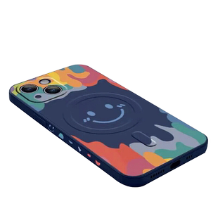 适用磨砂笑脸磁吸iPhone17手机壳15Promax无线充电XR苹果14Pro创意magsafe水彩8防摔se2外壳13mini情侣16新款