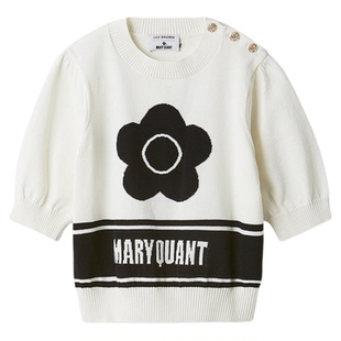 LILY BROWN2025秋冬新品MARY QUANT条纹圆领针织衫上衣LWNT254041