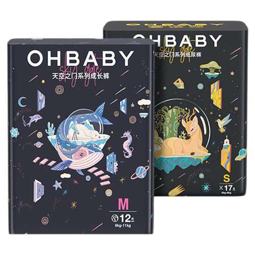 【秒杀】OHBABY欧贝比天空之门婴儿拉拉裤透气纸尿裤试用S码17片