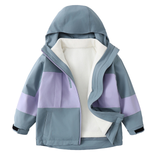 半度闲山系女童冲锋外套三合一摇粒绒内胆加厚保暖防风登山服户外