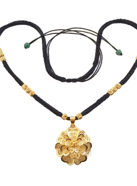 信美之家黄铜镀金黑绳女奢华吊坠