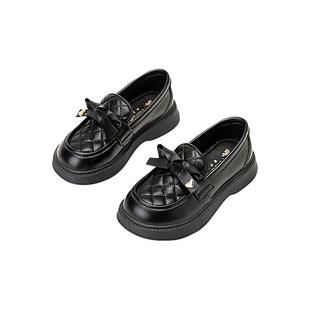 富罗迷公主鞋女童皮鞋秋季新款漂亮洋气宝宝小女孩软底黑色乐福鞋