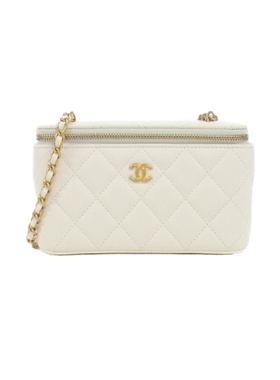 中古CHANEL香奈儿女包A级95新shoulder bag白色羊皮手提斜挎包