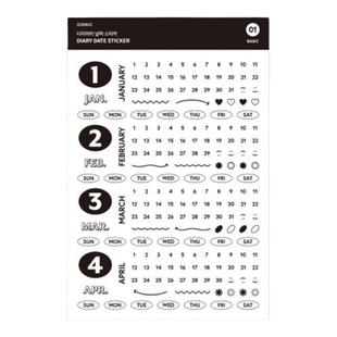 韩国iconic小清新手绘字体彩色月份日期小贴纸组手账台历装饰贴画