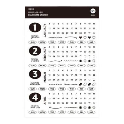 iconic月份日期手账素材装饰贴纸