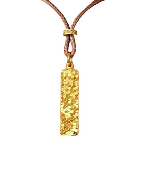 新中式四方来财18K金碎碎冰吊坠