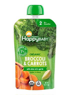 美国Happy baby禧贝有机香梨西蓝花果泥婴幼儿辅食泥113g 6月+