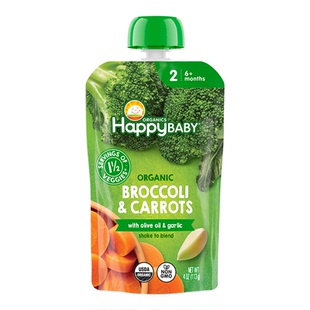 美国Happy baby禧贝有机香梨西蓝花果泥婴幼儿辅食泥113g 6月+