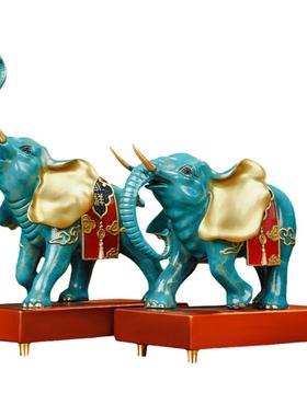 铜大象一对客厅装饰品开业礼物