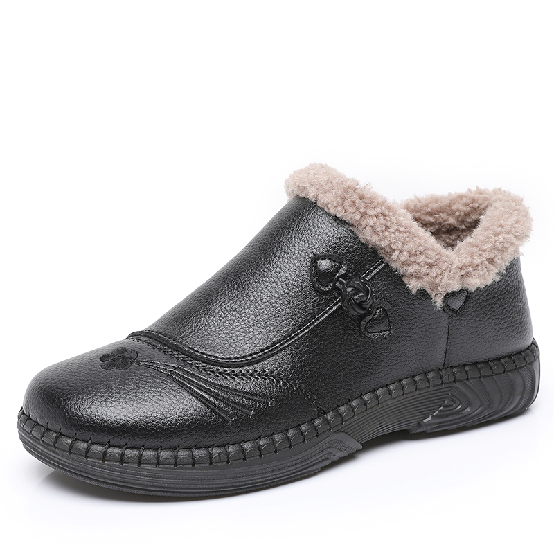 冬季老年人女棉鞋加绒保暖妈妈鞋老北京布鞋二棉鞋防滑奶奶女短靴