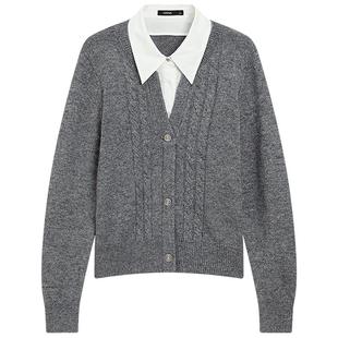 【商城同款】羊毛假两件针织衫女长袖上衣小个子2025年秋冬新款