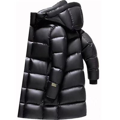 正品保罗高档加厚黑金长款羽绒服
