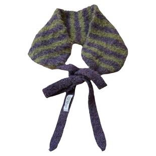 韩版ins个性条纹针织小围巾女秋冬时髦设计系带包头护耳保暖耳罩