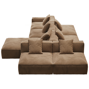 双面模块岛屿沙发布艺豆腐块意式极简大横厅背靠背客厅中古风别墅