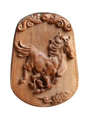 老山檀香生肖马年吉祥项链吊坠本命年新年转运马到成功檀木质挂件