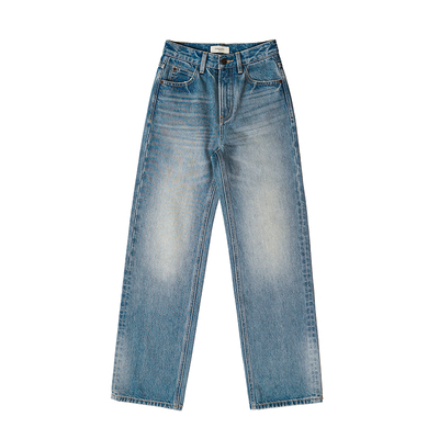 全棉窄版直通牛仔长裤加长