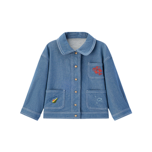 Milkbarn2026春夏新品儿童夹克外套男童女童翻领上衣简约百搭童装