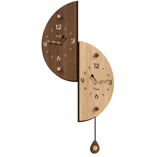 中古风客厅转角挂钟2026新款时钟复古高级感创意发光双面拐角钟表