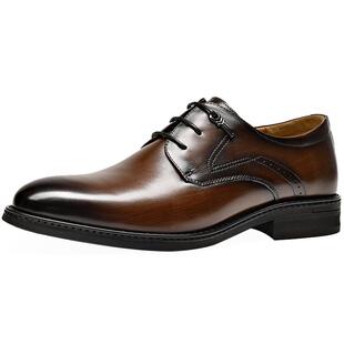 BeauToday商务正装皮鞋男款厚底德比鞋男高级感结婚新郎鞋高级感