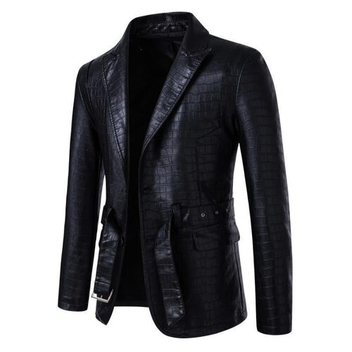 Z 44983 PU Leather Jacket with Belt 皮衣夹克 欧美跨境