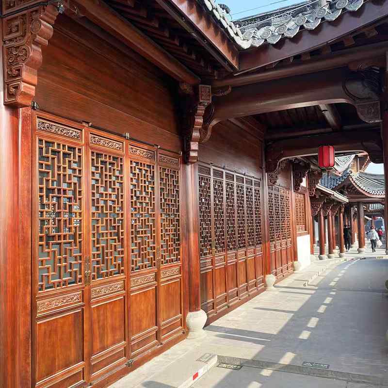 东阳木雕定制仿古门窗镂空栅木格屏风花格窗中式隔断实木玄关雕花