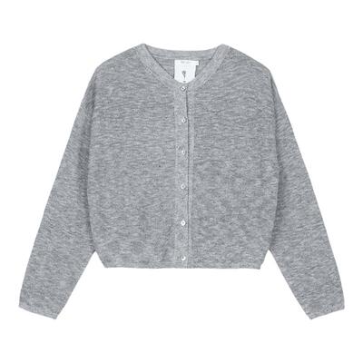 kleeklee亚麻棉竹节纱针织开衫