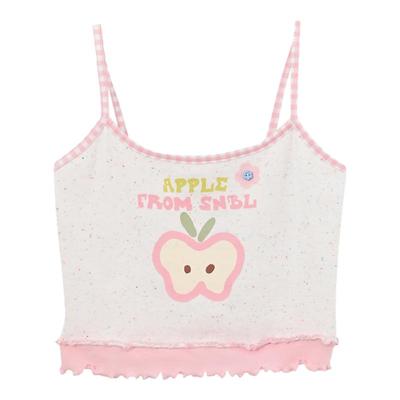 甜美卡通苹果印花修身外穿吊带