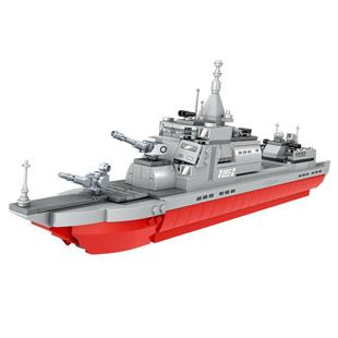 哲高积木战神003号055航空母舰巡航驱逐舰军事小颗粒拼装玩具男孩