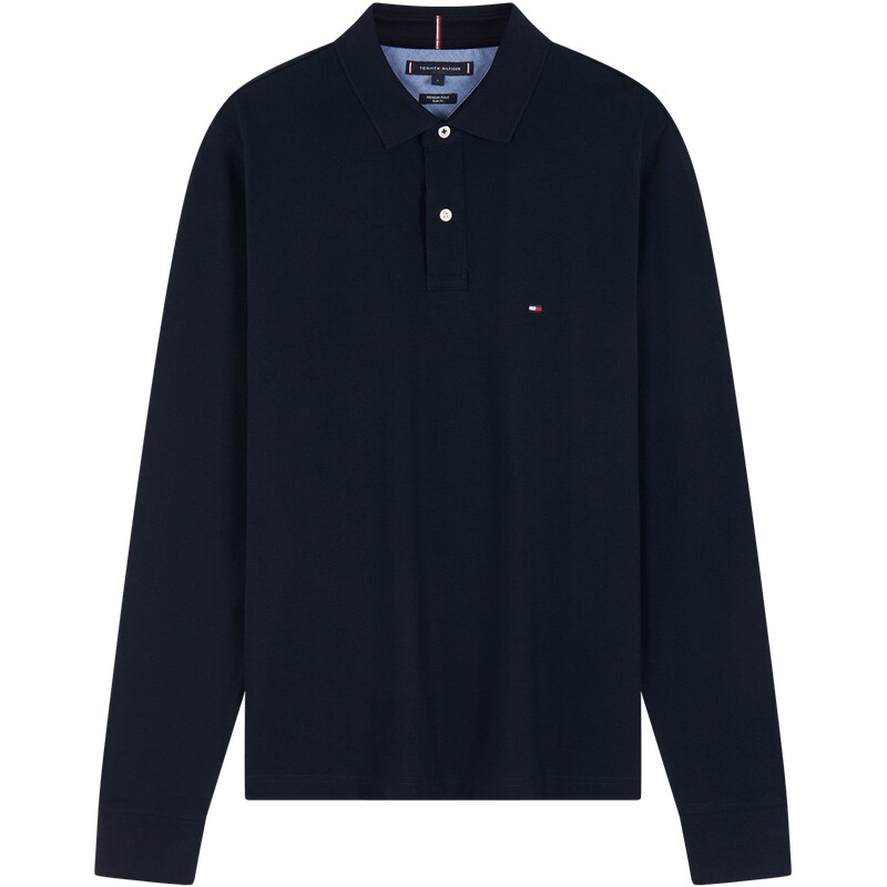 Tommy男装纯色商务修身长袖POLO