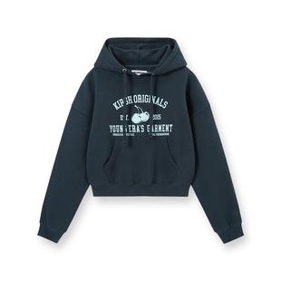 樱桃KIRSH 经典印花连帽卫衣短款2026春季新款纯棉女生休闲帽衫