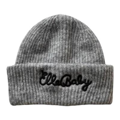 法式黑色字母毛线帽子女2025冬季防寒保暖针织帽显脸小冷帽大头围