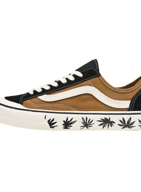 VANS枫叶印花黑棕色低帮帆布鞋