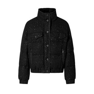 MOISSAC摩萨克冬绵羊毛小香风粗花呢短款立领羽绒服女