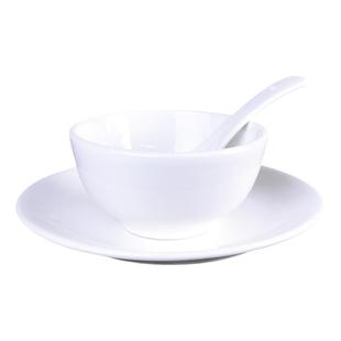 酒店餐厅摆台餐具纯白饭碗陶瓷盘碗碟套装饭店会所酒楼餐具三件套