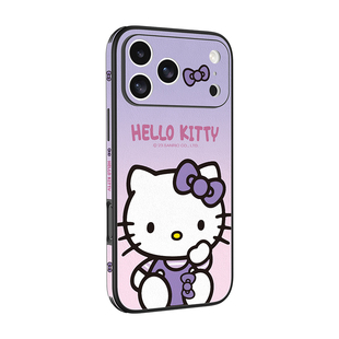 HelloKitty正版适用苹果17promax手机壳新款iphone17air高档皮纹16pro素皮挂绳ip15凯蒂猫卡通14por官方超薄