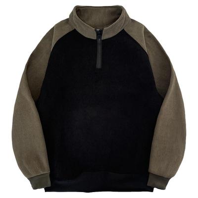 春季百搭立领卫衣半拉链撞色上衣