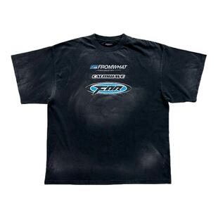 FAR ARCHIVE 23SS标语弹幕LOGO做旧水洗高街宽松休闲字母短袖T恤