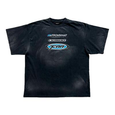 高街FAR标语logo水洗做旧短袖