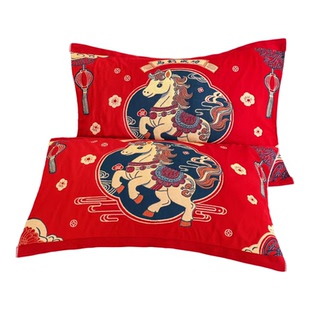 新款喜庆红色枕巾纯棉纱布一对多层加厚柔软成人结婚回礼高档枕巾