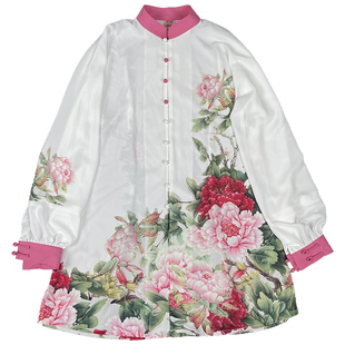 马蕾太极太极拳服中国风加长版武术表演服团队比赛服装装彩绘天香