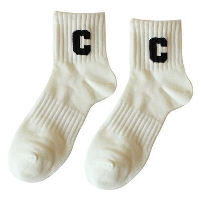 四季可穿纯棉运动字母吸汗短筒袜