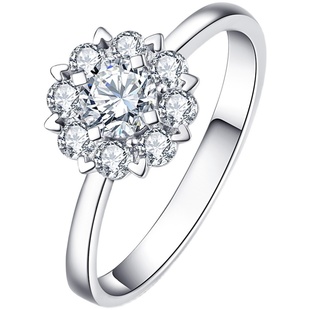 喜钻 囍缘钻石群镶戒指天然真钻月光克拉女戒30分钻戒Pt950铂金