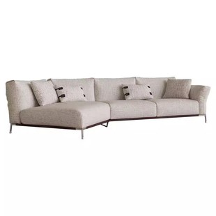 PAULJOHN进口棉麻布艺沙发意式极简别墅客厅异形转角简约组合沙发