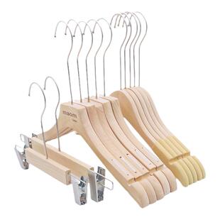 衣架服装店专用原木色无漆实木衣架裤夹童装店女装店木质衣撑防滑