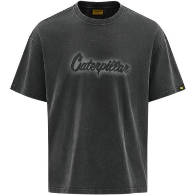 CAT卡特夏季男士户外休闲百搭大LOGO双珠地面料圆领短袖