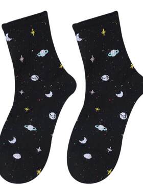 女纯棉点纱子中筒袜星球