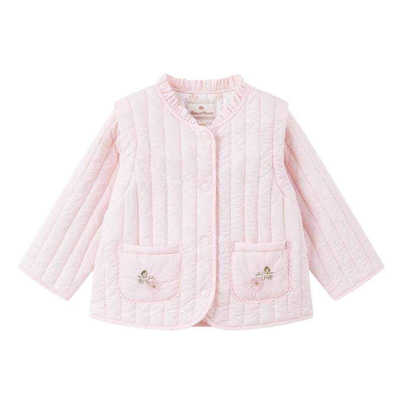 tartineetchocolat法国巧克力童装春季女童可卸袖马甲棉服