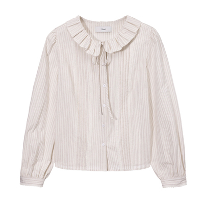 Dunst【肉团夫斯基同款】女士上衣优雅荷叶边领口衬衫UDBL5C201